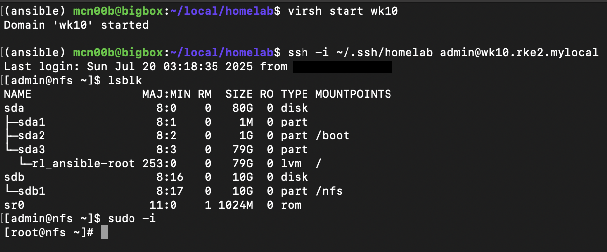 start vm and ssh in